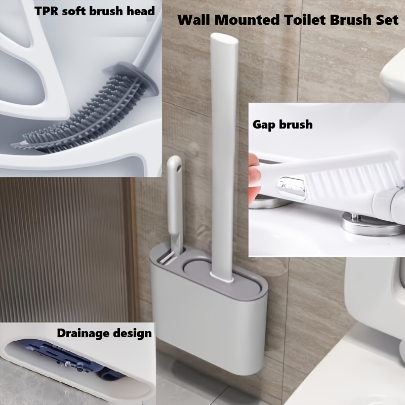 Home Goods Bathroom Storage - Wall Mount Toilet Brush Set, Modern
