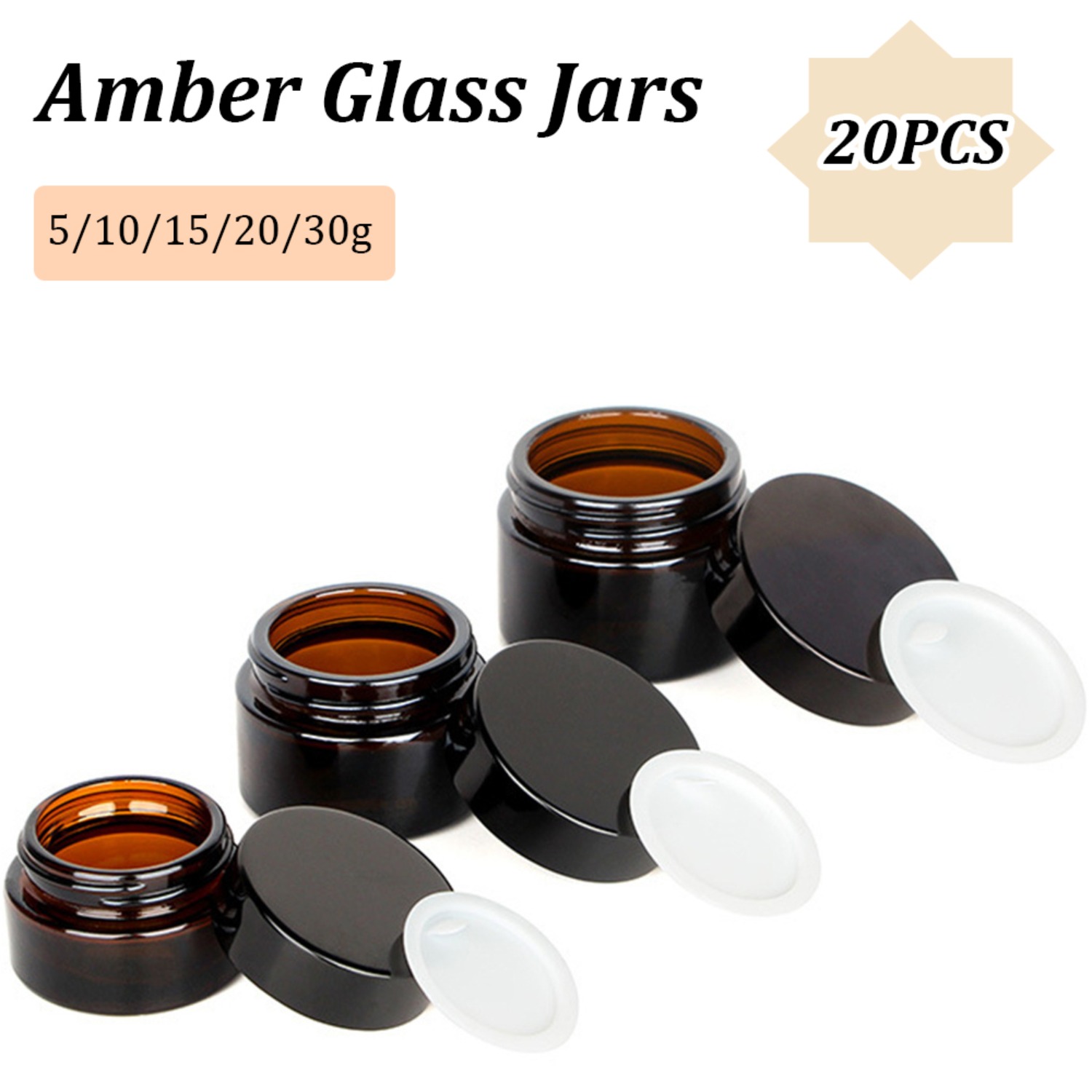 Bath Salts Jar - 20PCS Small Amber Glass Jars with