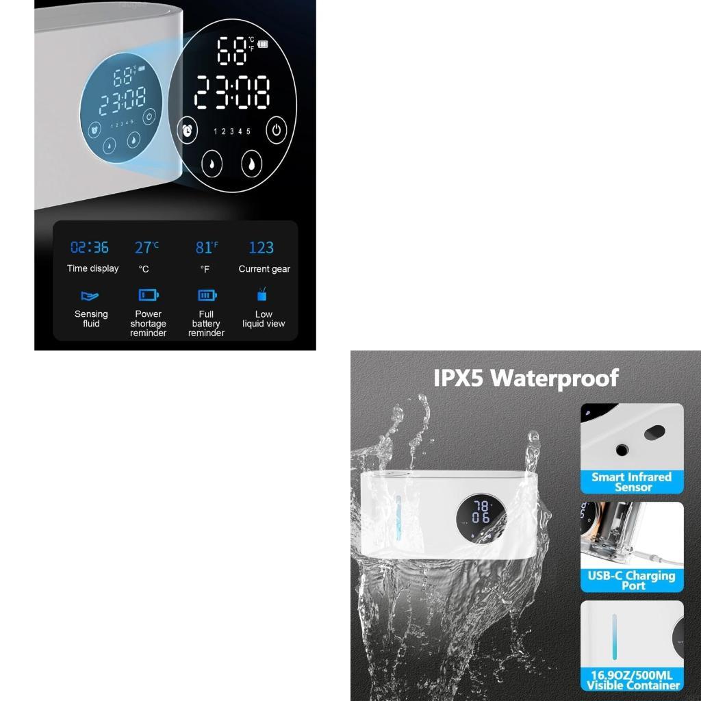 Home Bathroom Wall Soap Dispenser - J6PE USB Rechargeable Touchless Soap Dispenser