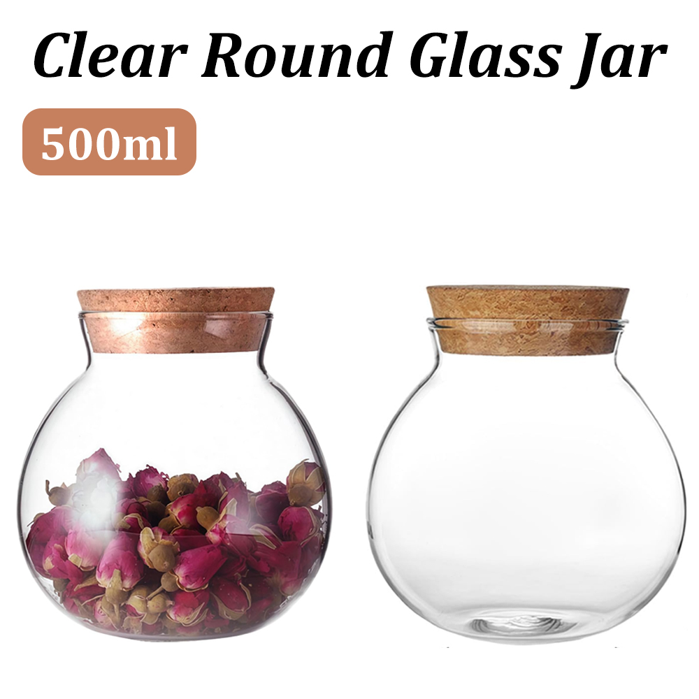 500ml Empty Round Glass Jar wi - Bath Salts Jar ulasan dan harga