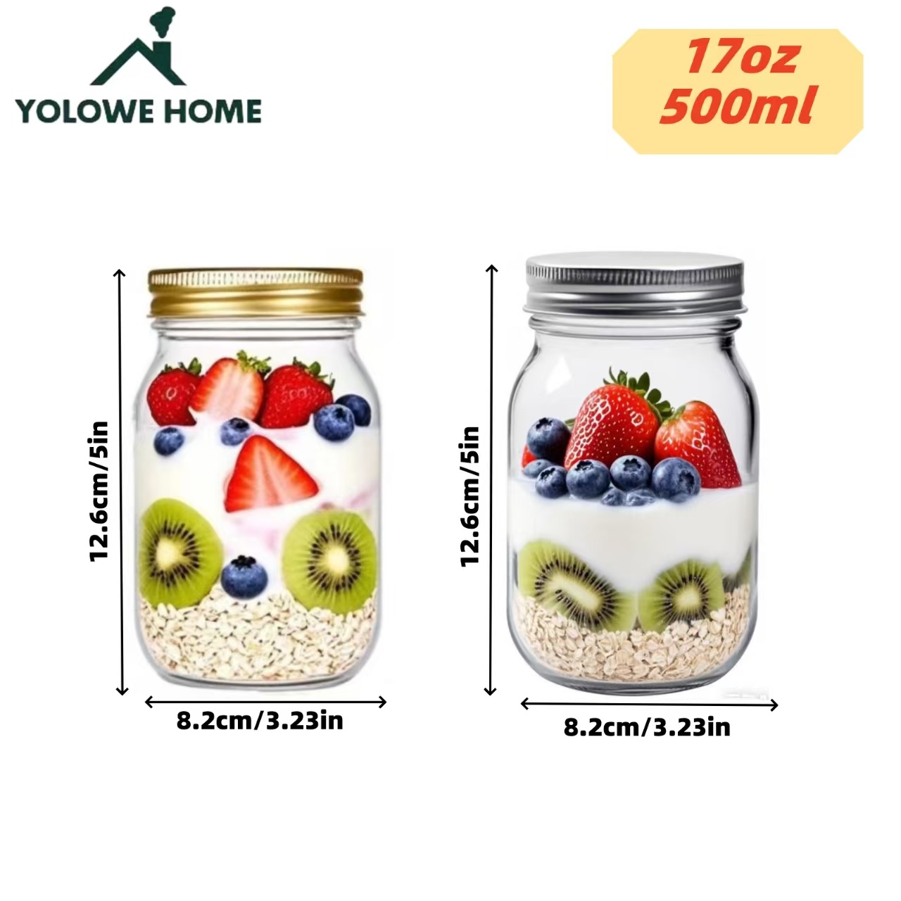 6Pcs, 12Pcs, 500Ml/16Oz, Glass - Bath Salts Jar ulasan dan harga
