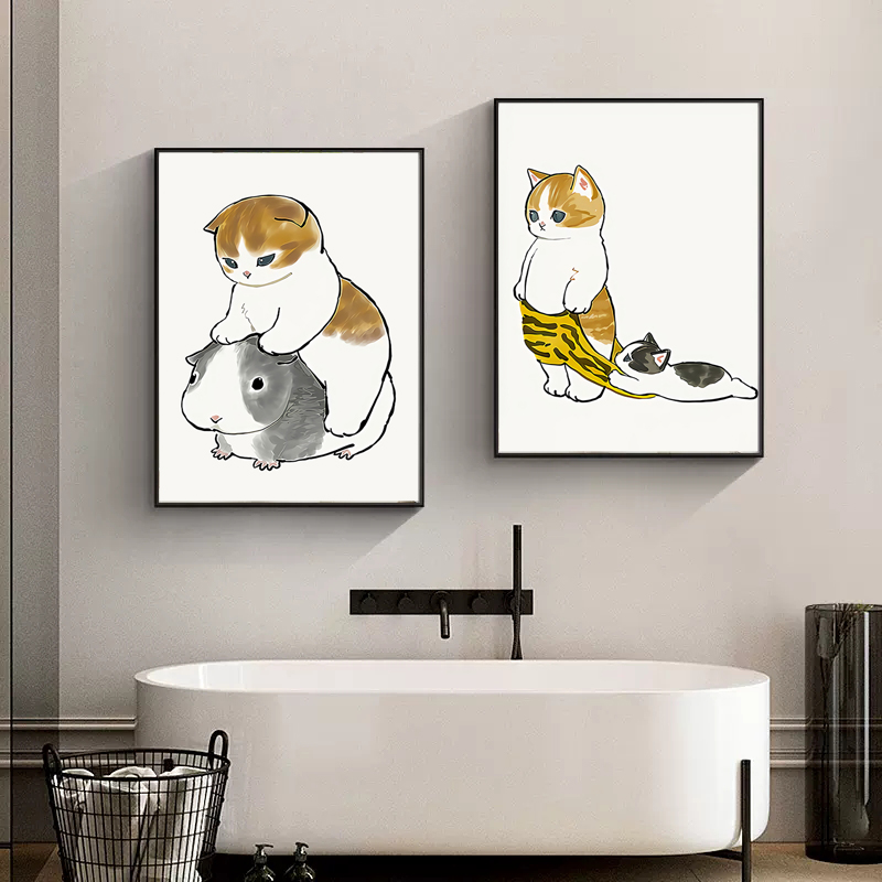 Toilet Cat Playing Mobile Phon - Home Bathroom Wallpaper ulasan dan harga