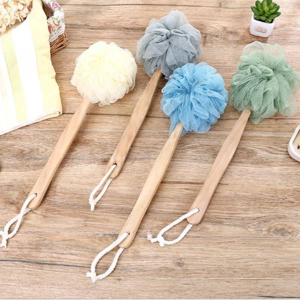 1PC Wooden Handle Soft Mesh Ba - Home Bathroom Cleaning Machine ulasan dan harga