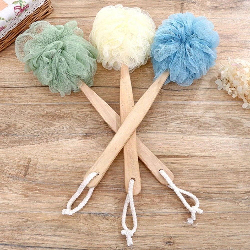 1PC Wooden Handle Soft Mesh Ba - Home Bathroom Cleaning Machine ulasan dan harga