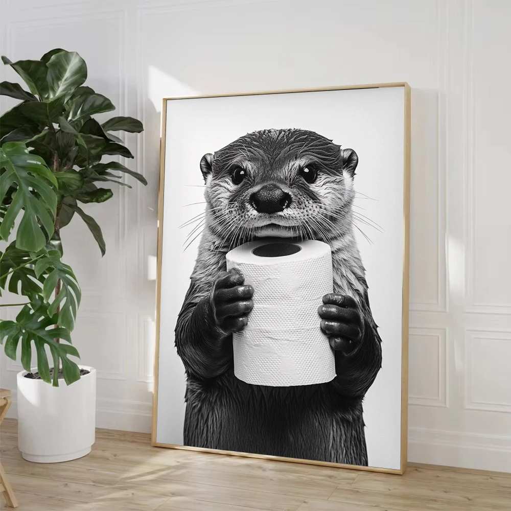 Highland Cow Otter Cat  Raccoo - Home Bathroom Wallpaper ulasan dan harga