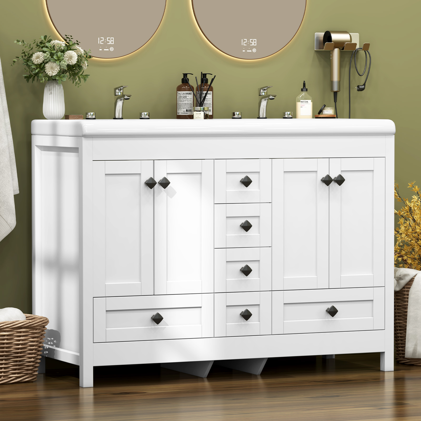 47.3 Inch White Bathroom Vanit - Home Bathroom Vanity Combo ulasan dan harga