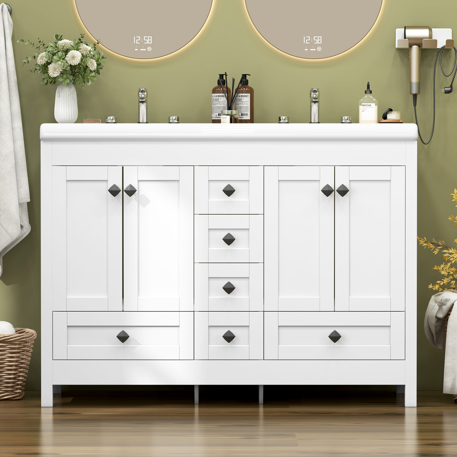 47.3 Inch White Bathroom Vanit - Home Bathroom Vanity Combo ulasan dan harga