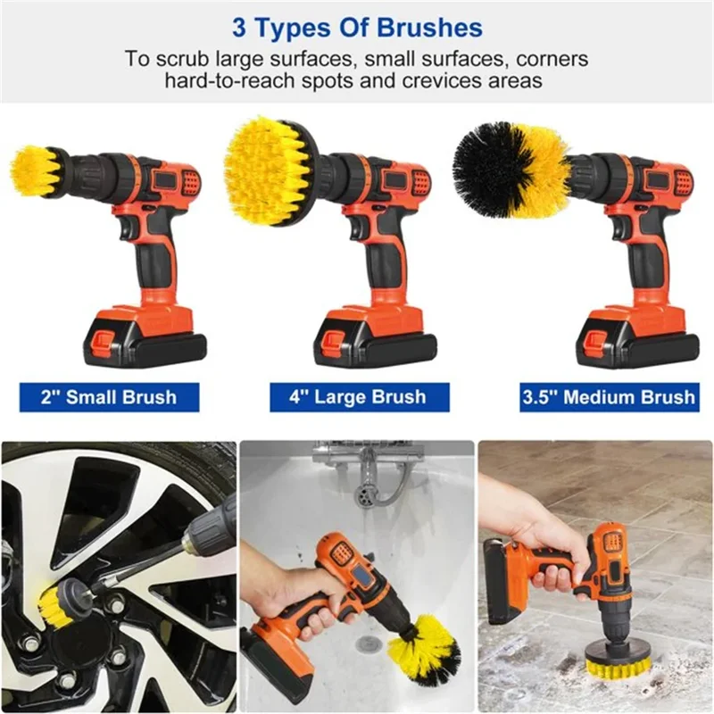 3 pcs/set drill brush set powe - Home Bathroom Cleaner ulasan dan harga