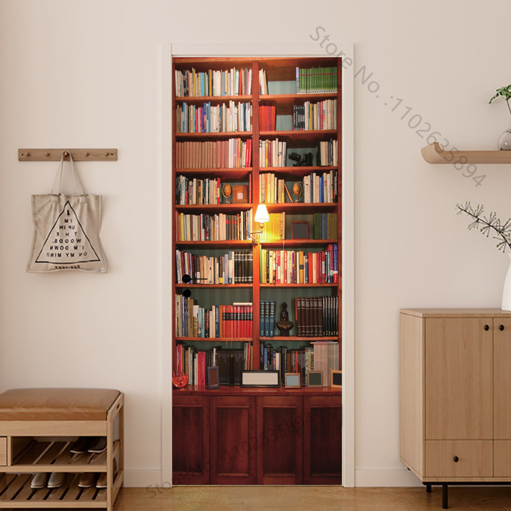 Girl Shadow Wooden Doors Vinyl - Home Bathroom Wallpaper ulasan dan harga