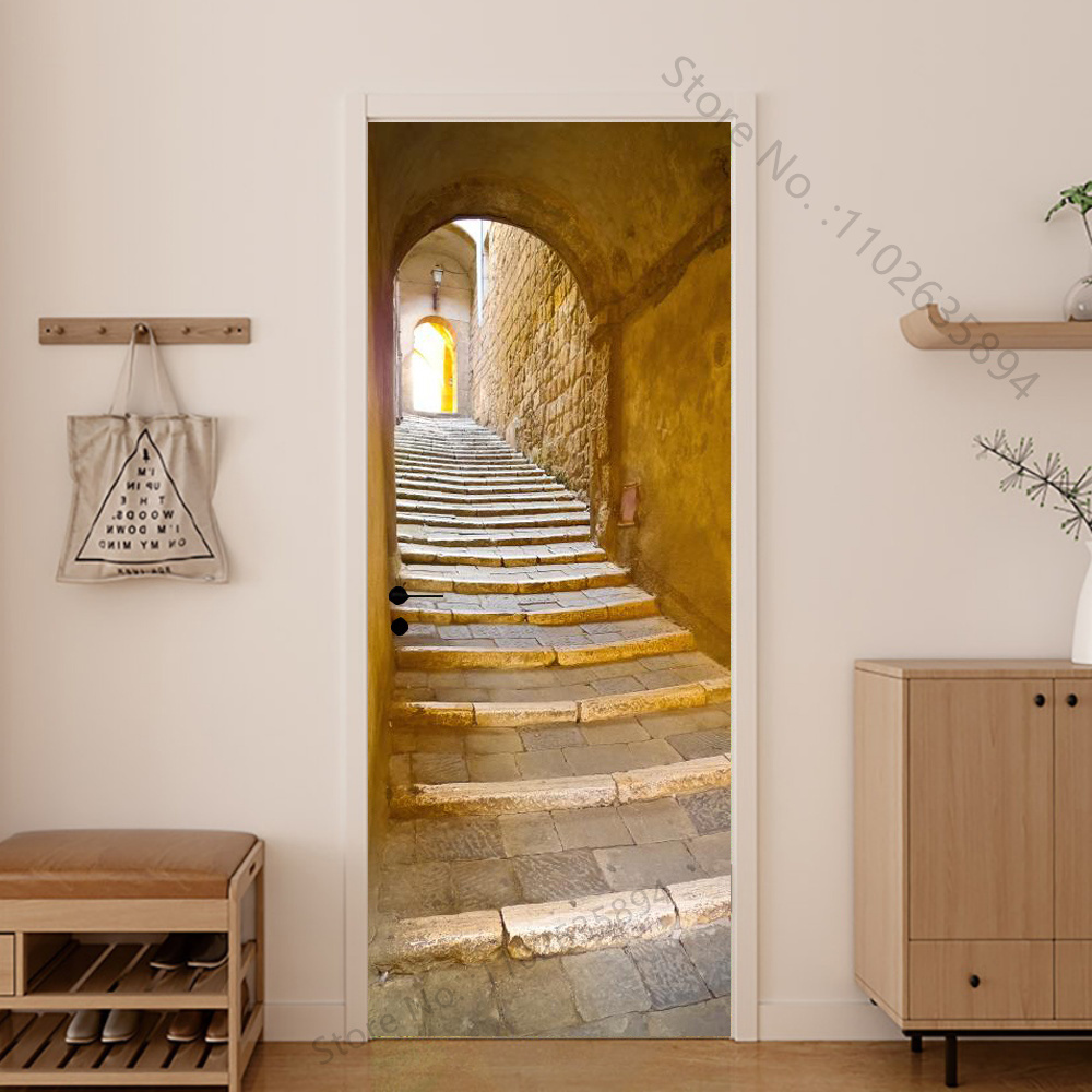 Girl Shadow Wooden Doors Vinyl - Home Bathroom Wallpaper ulasan dan harga