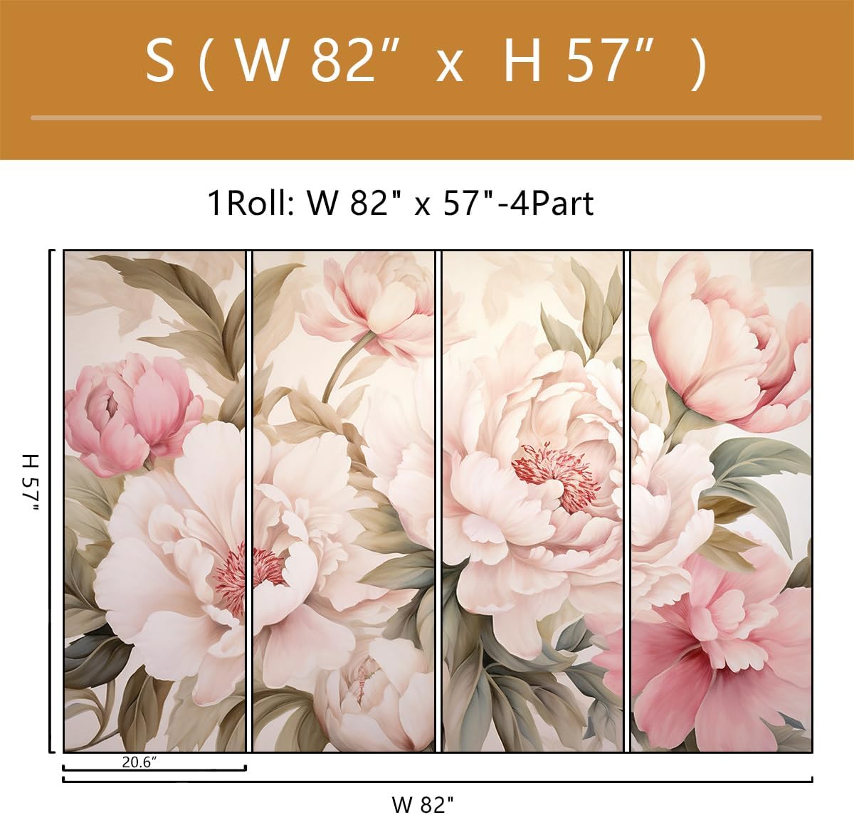 Elegant Peony Floral Mural Wal - Home Bathroom Wallpaper ulasan dan harga