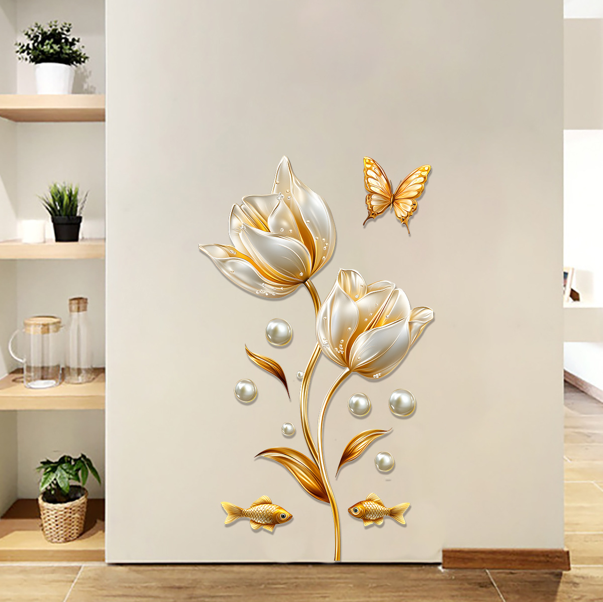 3D Tulip Wall Sticker Butterfl - Home Bathroom Wallpaper ulasan dan harga