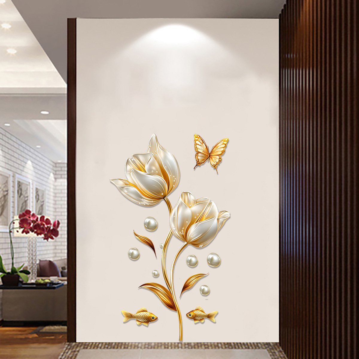3D Tulip Wall Sticker Butterfl - Home Bathroom Wallpaper ulasan dan harga