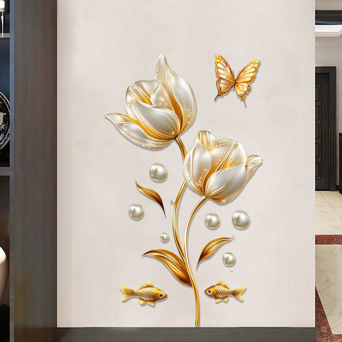 3D Tulip Wall Sticker Butterfl - Home Bathroom Wallpaper ulasan dan harga